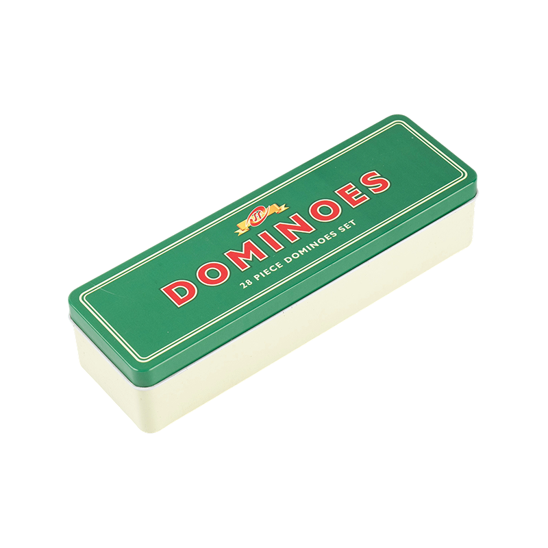 Classic Double Six Domino con scatola di ferro verde e bianco