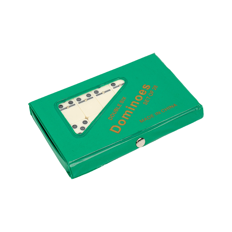 Double Six Dominoes piastrelle per adulti e bambini con custodia in PVC verde