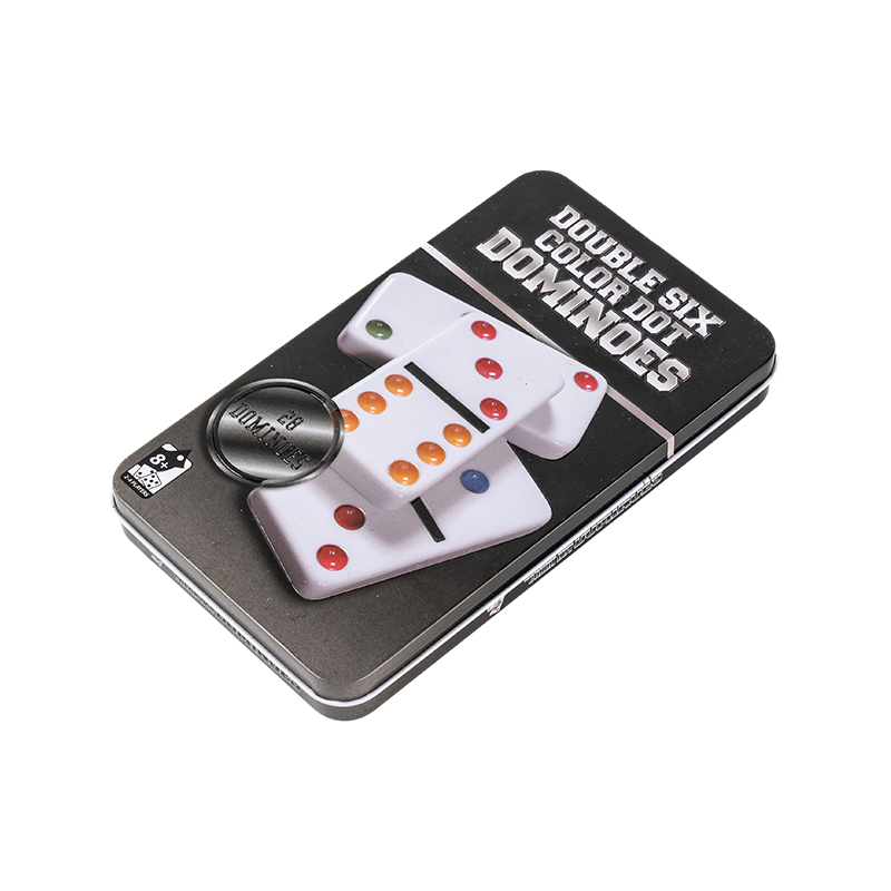 Double Six Domino con Black Simple Iron Box