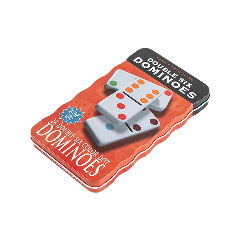 Classico doppio Domino 6 con scatola di ferro rosso 