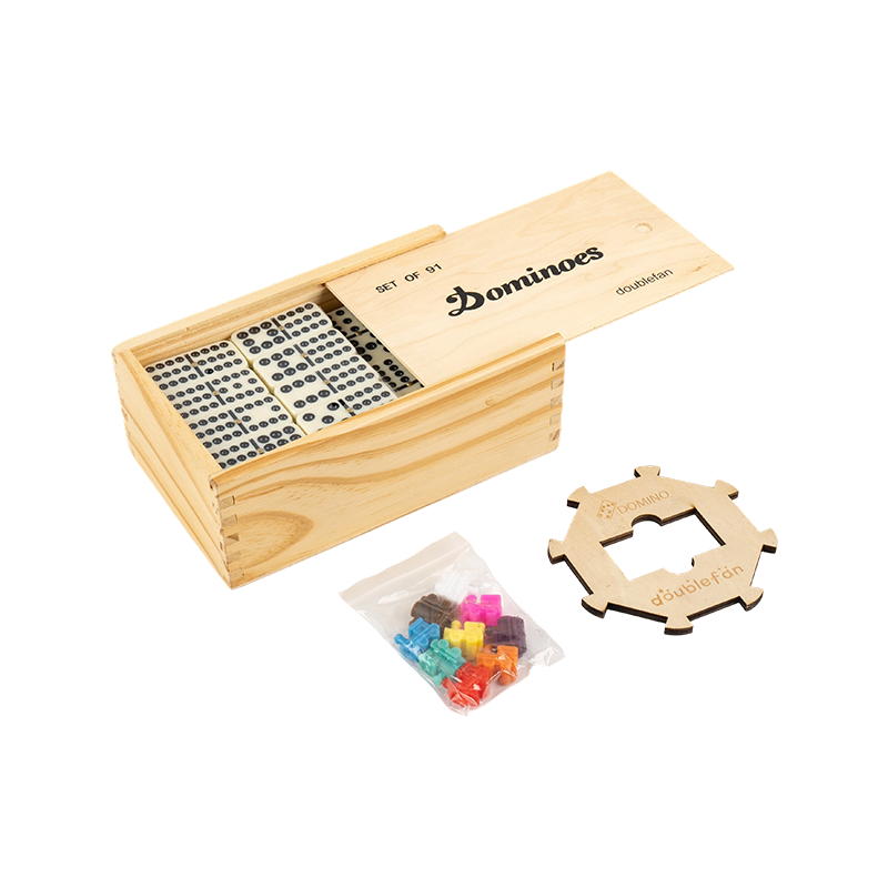 Scatola di legno naturale doppia dodici domino