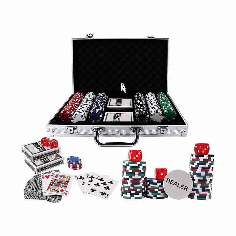 300psc Texas Hold'em poker Chips set in alluminio scatola